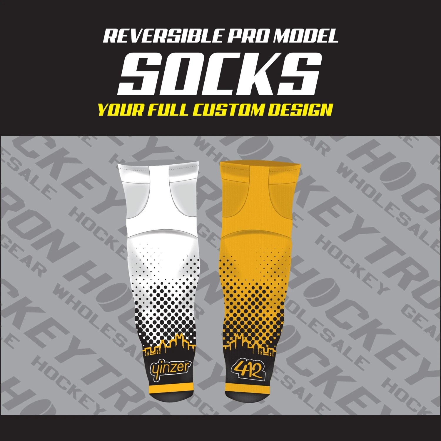 Custom Sublimated Reversible Hockey Socks - Your Design 1 Custom Sublimated Reversible Hockey Socks - Your Design